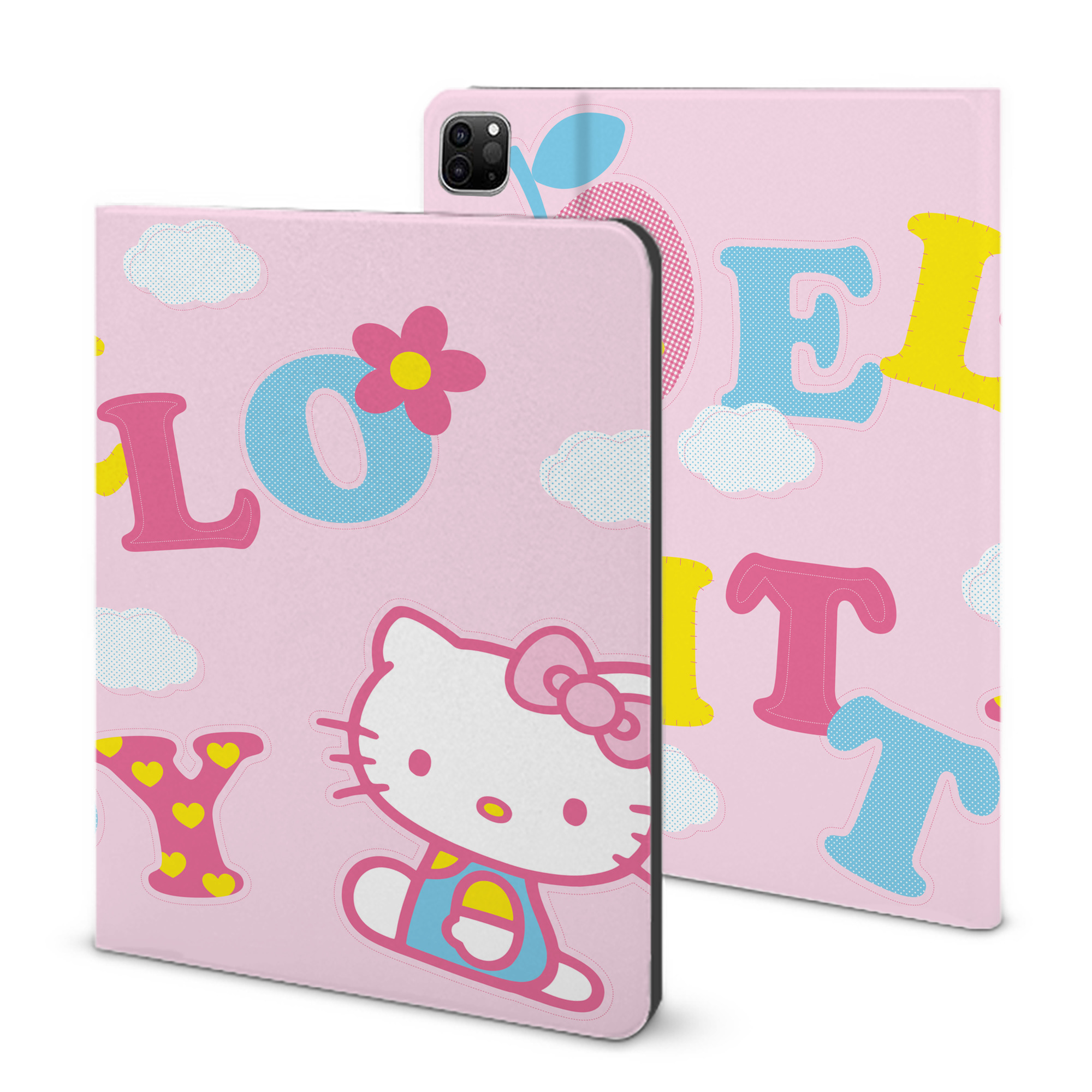 （画像用） Hello Kitty ハローキティ IPad ケース ブック型 PUレザー TPU 耐衝撃 軽量 薄型 ペン収納なし 全面保護 IPad 各モデル対応